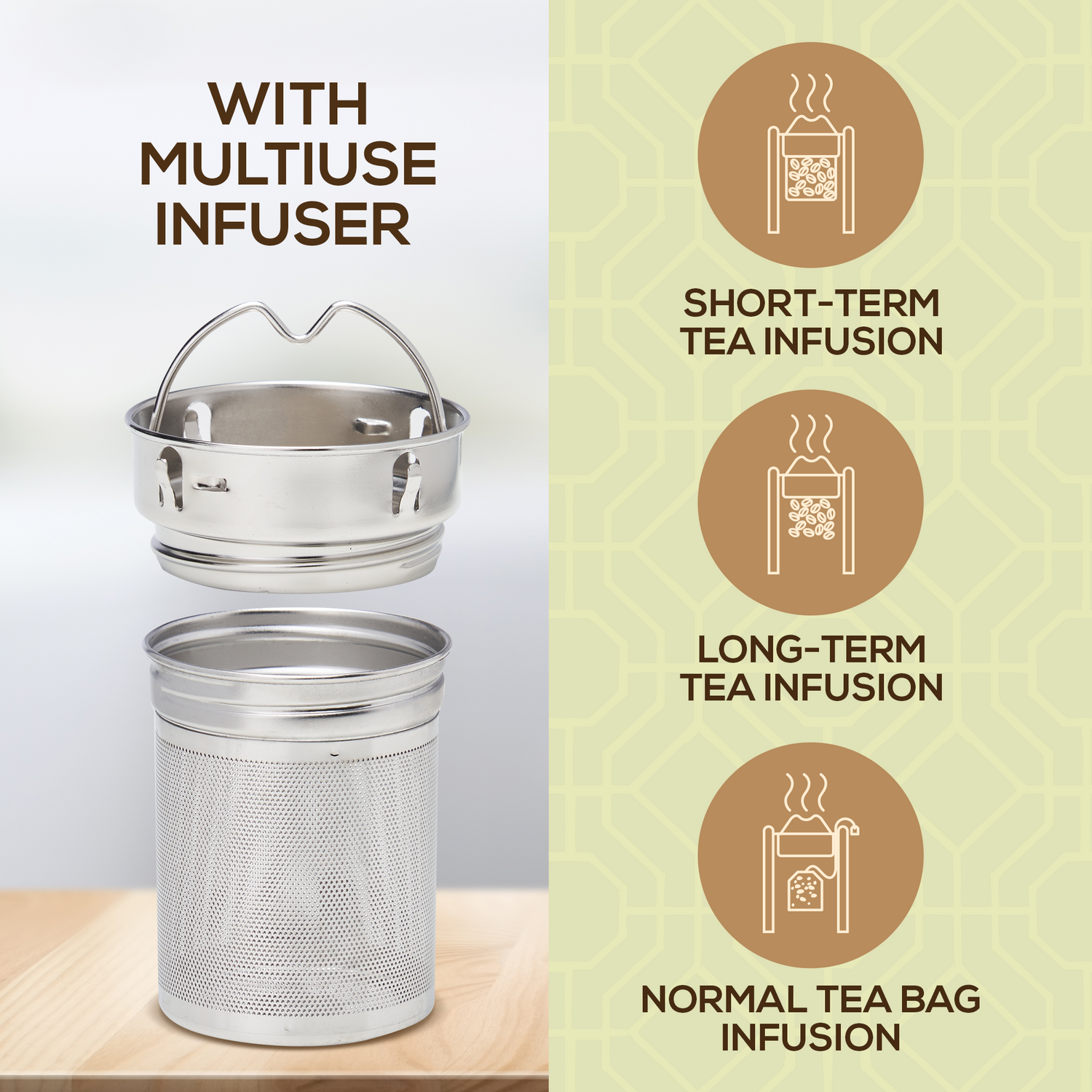 Leaf Life Premium 17 oz Bamboo Tumbler Thermos with Tea Infuser and  Strainer